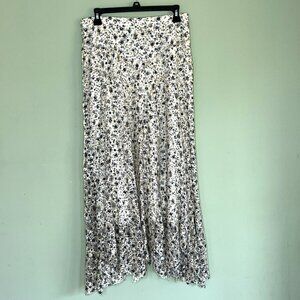 Cottagecore Fairy Maxi Skirt sz Medium Handkerchief Hem Sheer Lined Stretch